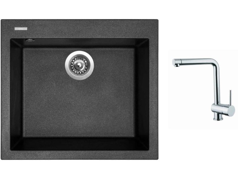 Set Sinks CUBE 560 Metalblack + baterie Sinks MIX 3 chrom