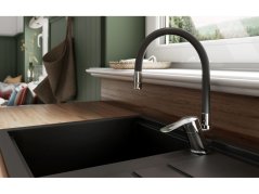 Dřezová baterie s černým flexi ramenem Metalia 54, chrom