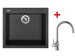 Set Sinks CUBE 560 Pureblack + Vitalia - 1 Set Sinks CUBE 560 Pureblack + Vitalia - 1