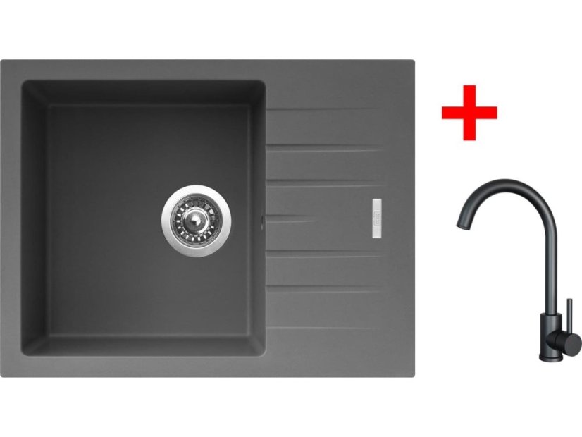 Sinks PERFECTO 650 Titanium + ARCO černá matná