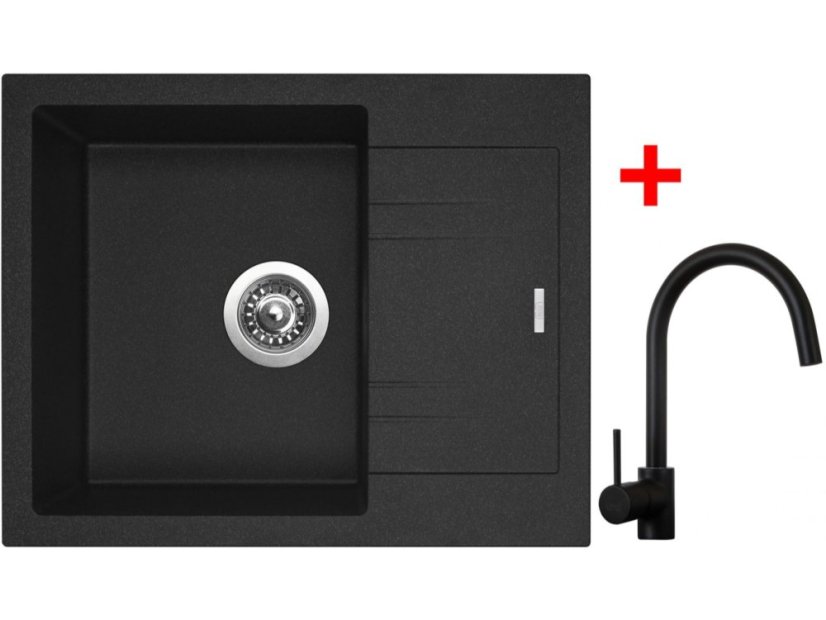 Sinks LINEA 600 Granblack + Vitalia čierná matná