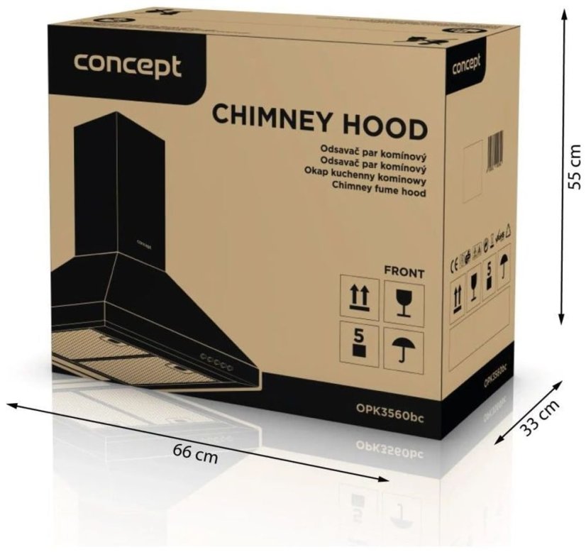 Concept OPK3560bc komínová digestoř černá 60 cm