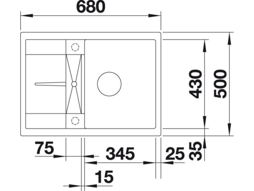 Granitový drez Blanco METRA 45 S Compact biela s excentrom
