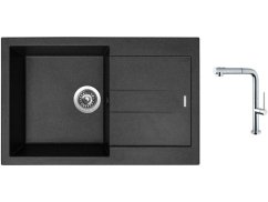 Set Sinks AMANDA 780 Granblack + baterie Sinks SLIM S2 kartáčovaná Set Sinks AMANDA 780 Granblack + baterie Sinks SLIM S2 kartáčovaná