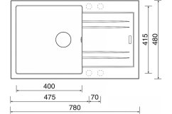 Granitový dřez Sinks Linea 780 N Granblack - obrázek 2