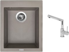 Set Sinks CUBE 410 Truffle + batéria Sinks MIX 350 P chróm Set Sinks CUBE 410 Truffle + batéria Sinks MIX 350 P chróm