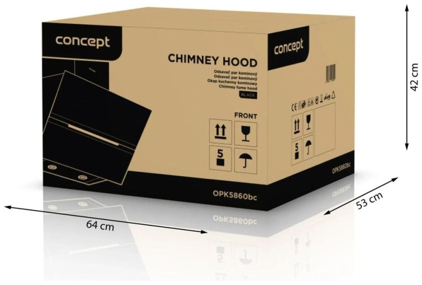 Concept OPK5860bc BLACK komínová digestoř 60 cm