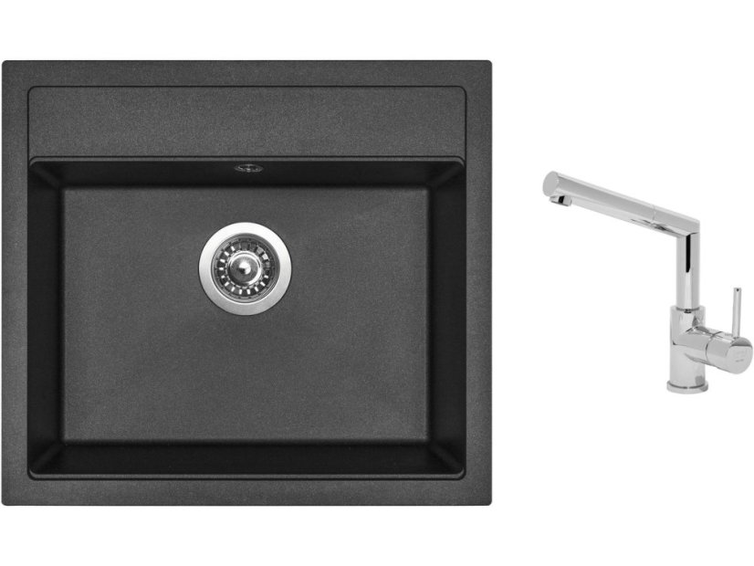 Set Sinks SOLO 560 Metalblack + batéria Sinks MIX 350 P chróm