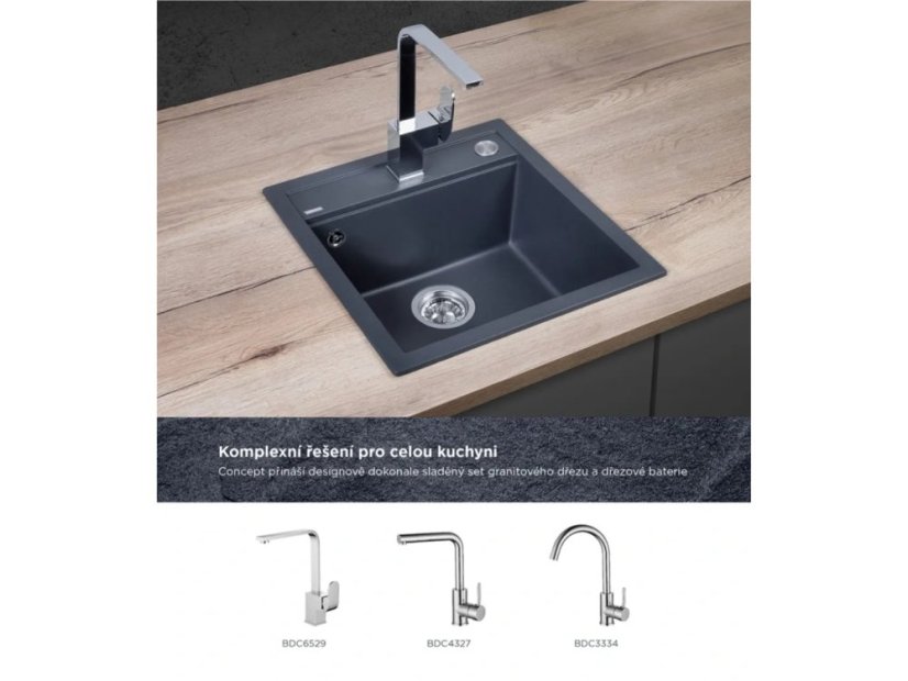 Granitový dřez Concept DG00C50dg Cubis Tmavě šedý - 4