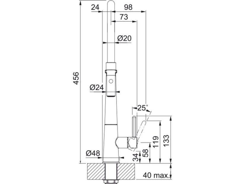 Dřezová baterie Franke FG 0598.901 ICON SEMI PRO Matná černá - 20