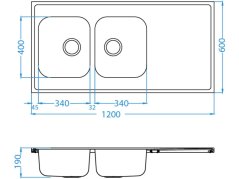 Alveus CLASSIC PRO 100 SAT + sifon 1200x600x190 mm F