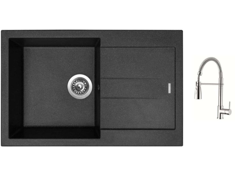 Set Sinks AMANDA 780 Granblack + batéria Sinks MIX 35 PROF S chróm
