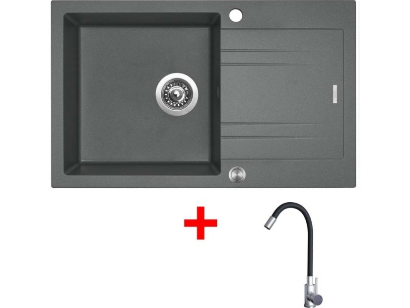 Sinks LINEA 780 XC Titanium + Elasta nerez/čierná