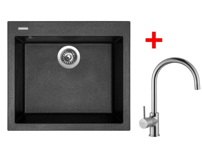 Set Sinks CUBE 560 Metalblack + Vitalia