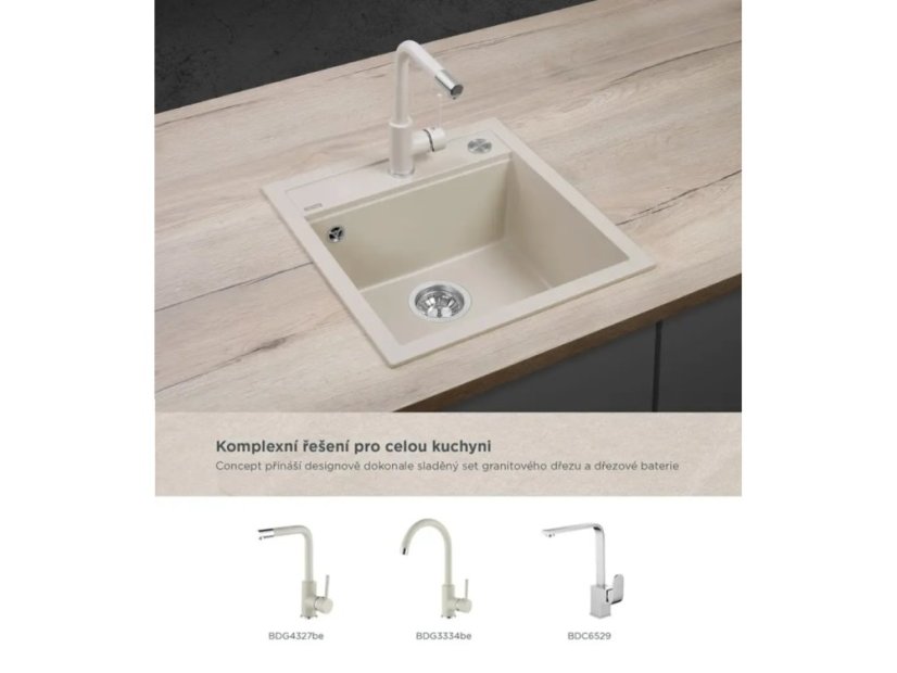 Granitový dřez Concept DG00C50be Cubis Béžový - 3