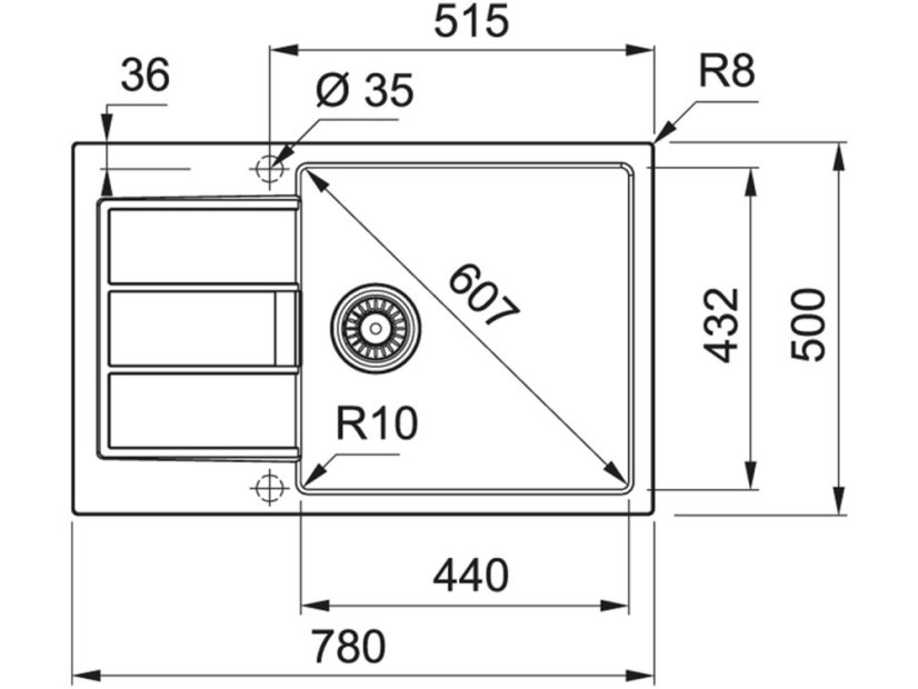 Tectonitový dřez Franke S2D 611-78 XL Bílá
