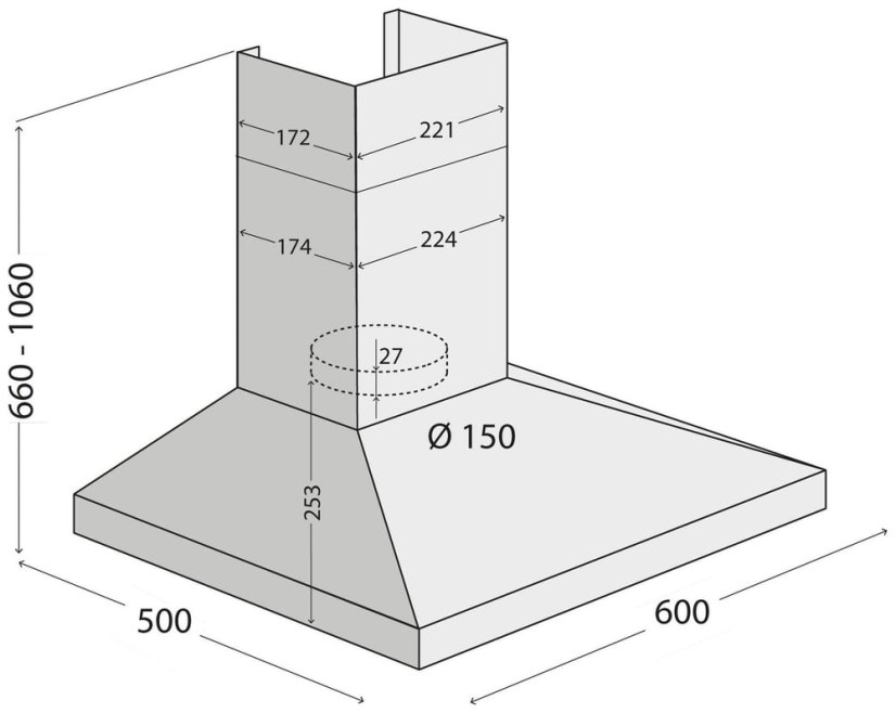 Concept OPK3560bc komínová digestoř černá 60 cm