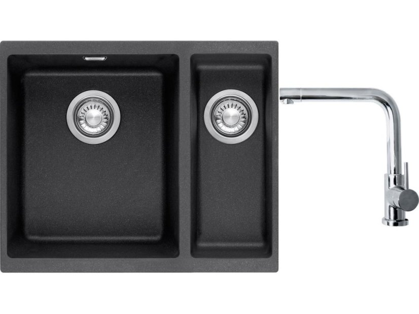 Set Franke SID 160/2 Tectonite Čierna + batéria Franke FN 0143 Chróm