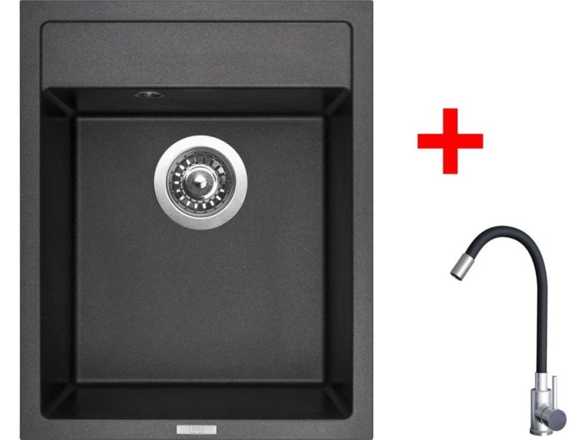 Sinks CLASSIC 400 Metalblack + Elasta nerez/čierná
