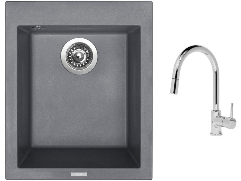 Set Sinks CUBE 410 Titanium + baterie Sinks MIX 35 P chrom