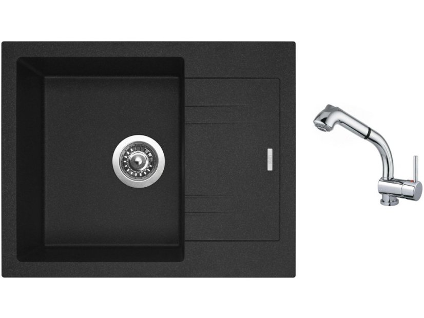 Set Sinks LINEA 600 N Granblack + batéria Sinks MIX 3 S Chróm