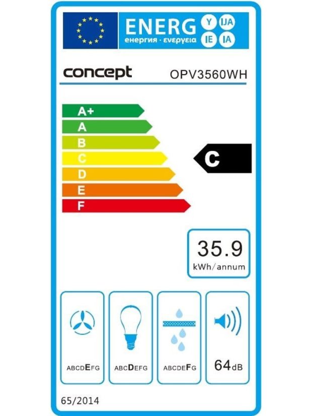 Concept OPV3560wh White výsuvná digestoř 60 cm
