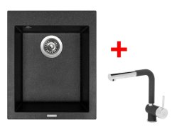 Set Sinks CUBE 410 Granblack + Mix 3 P GR Set Sinks CUBE 410 Granblack + Mix 3 P GR