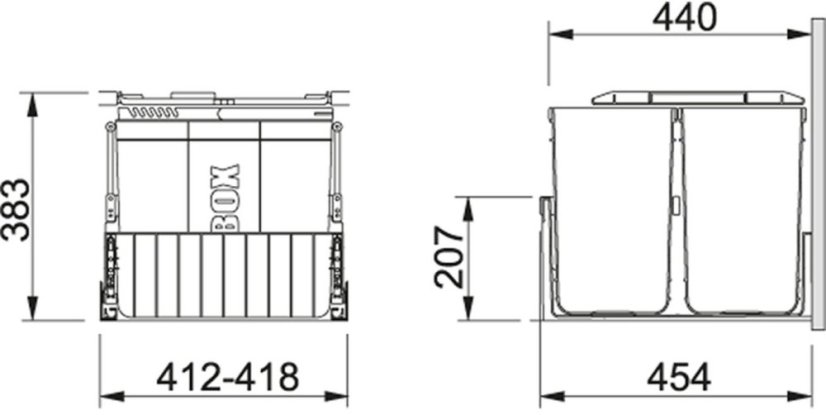 Výsuvný odpadkový kôš Franke 300-45 2 x 22