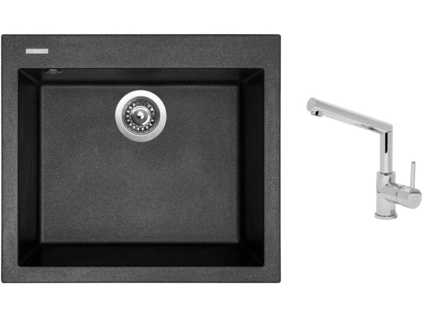 Set Sinks CUBE 560 Metalblack + baterie Sinks MIX 350 P chrom