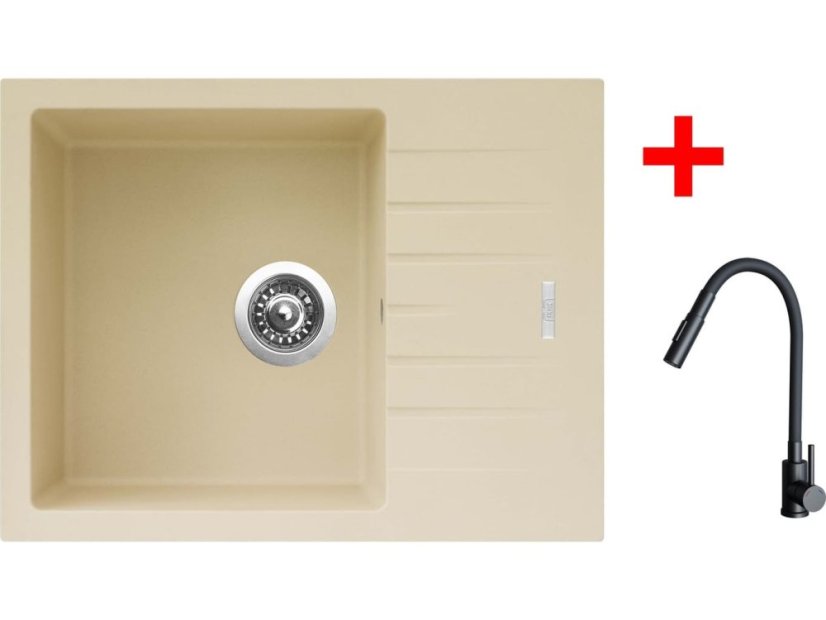 Sinks PERFECTO 650 Sahara + ELASTA S černá matná