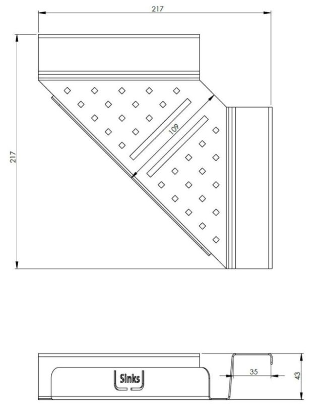 Sinks Polička rohová - čierna