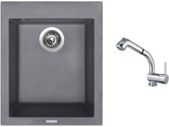 Set Sinks CUBE 410 Titanium + baterie Sinks MIX 3 S Chrom