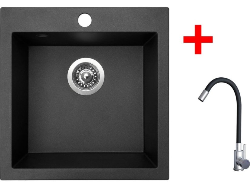 Sinks VIVA 455 Metalblack + Elasta nerez/černá