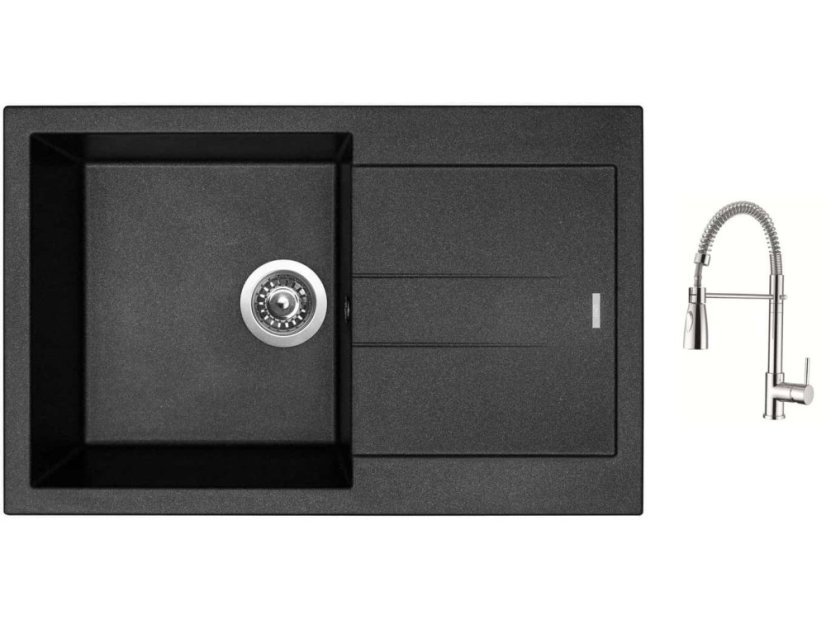 Set Sinks AMANDA 780 Metalblack + batéria Sinks MIX 35 PROF S chróm