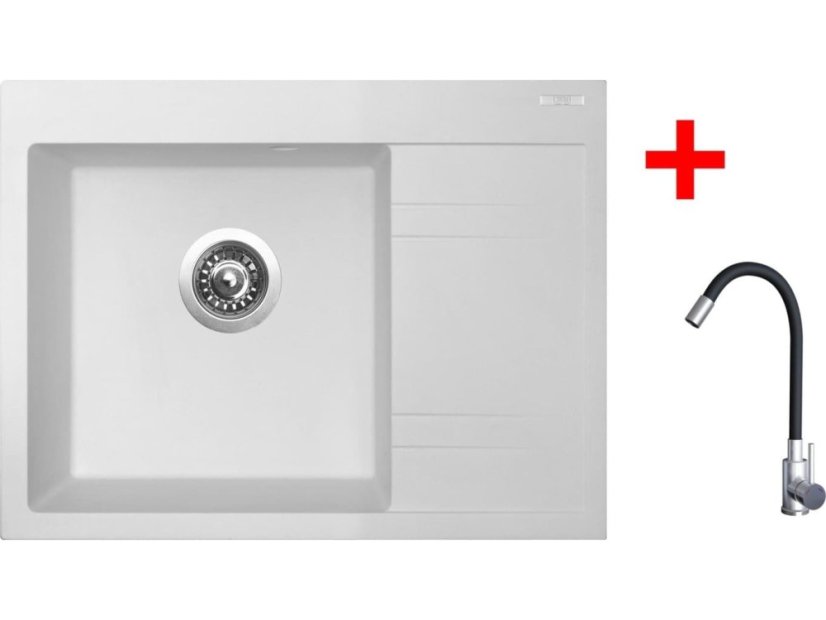 Set Sinks Rim 650 L Milk + Elasta nerez/čierná