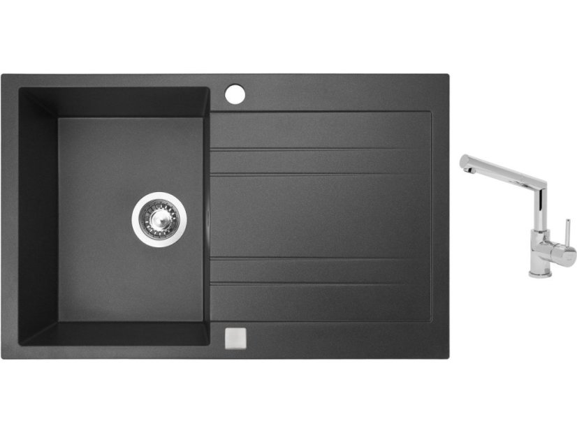 Set Sinks GRANDE 800 Granblack + batéria Sinks MIX 350 P chróm