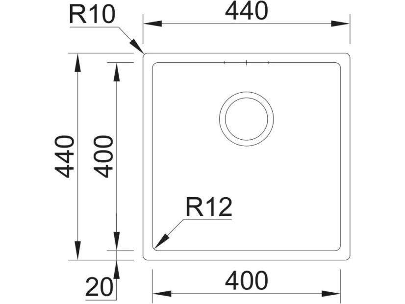 Nerezový drez Sinks BOX 440 RO 1,0mm