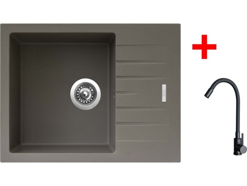 Sinks PERFECTO 650 Truffle + ELASTA čierná matná