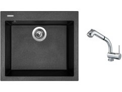 Set Sinks CUBE 560 Metalblack + baterie Sinks MIX 3 S Chrom