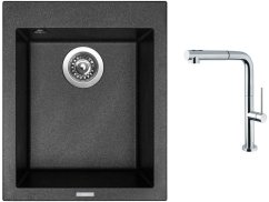 Set Sinks CUBE 410 Metalblack + baterie Sinks SLIM S2 kartáčovaná Set Sinks CUBE 410 Metalblack + baterie Sinks SLIM S2 kartáčovaná