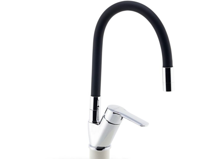 Dřezová baterie s černým flexi ramenem Metalia 54, chrom