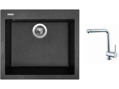 Set Sinks CUBE 560 Granblack + batéria Sinks MIX 3 chróm Set Sinks CUBE 560 Granblack + batéria Sinks MIX 3 chróm