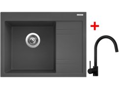 Sinks RIM 650 L Titanium + Vitalia čierná matná Sinks RIM 650 L Titanium + Vitalia čierná matná