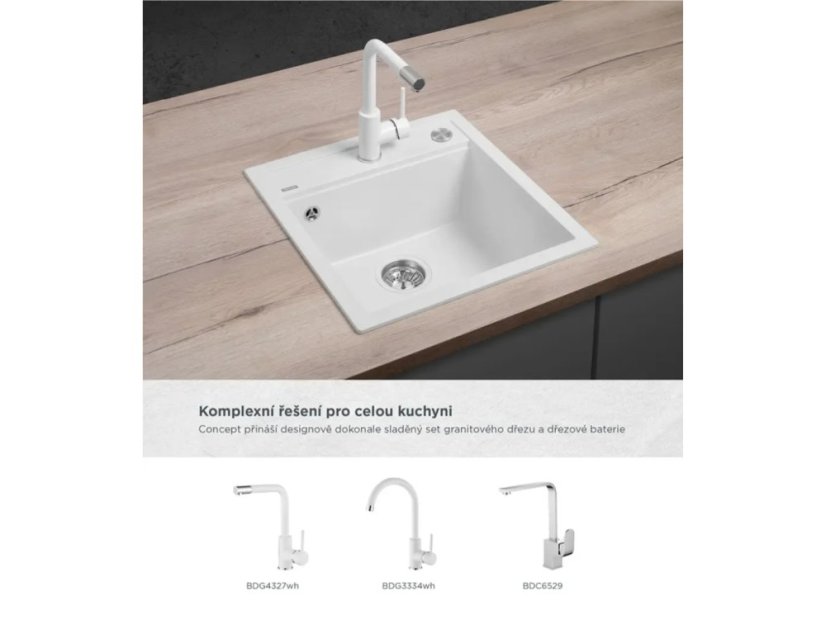 Granitový dřez Concept DG00C50wh Cubis Bílý - 4
