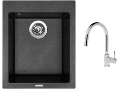 Set Sinks CUBE 410 Metalblack + batéria Sinks MIX 35 P chróm