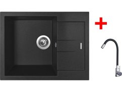 Sinks AMANDA 650 Metalblack + Elasta nerez/čierná