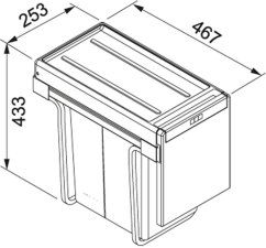 Výsuvný odpadkový koš Franke Cube 30, 20+10 litrů