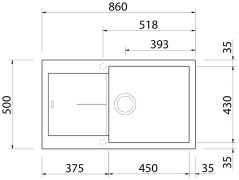 Sinks INFINITY 860 BL Nanoblack granitový drez s odkvapom