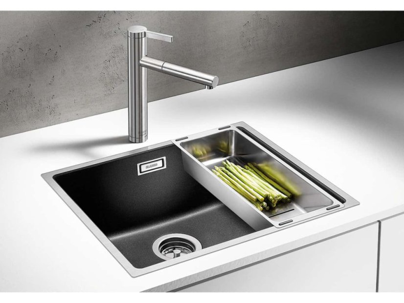 Granitový drez Blanco SUBLINE 500 IF Steel Frame antracit s tiahlom