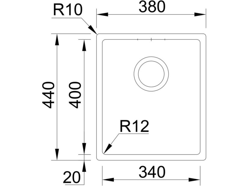 Nerezový drez Sinks BOX 380 RO 1,0mm
